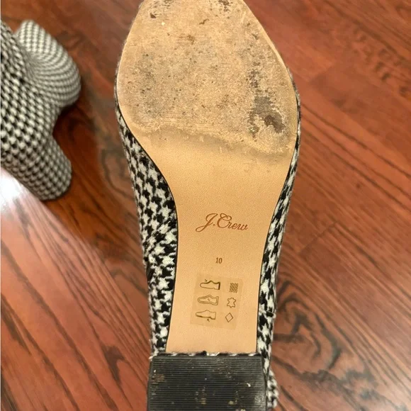 J. Crew Black and White Houndstooth Heeled Boots AB116 - Picture 7 of 8